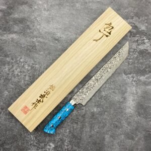 佐治武士 SG2 大馬士革紋 黑染 先丸 綠松石柄 240mm