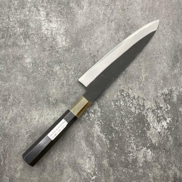 堺孝行 漥田雕刻 鑲金黑打 龍 白二鋼 牛刀 210mm