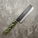 義弘 青二鋼 黑打 菜切 165mm "龍"瀨戶織部燒手柄