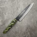 義弘 青二鋼 黑打 小刀 150mm "龍"瀨戶織部燒手柄