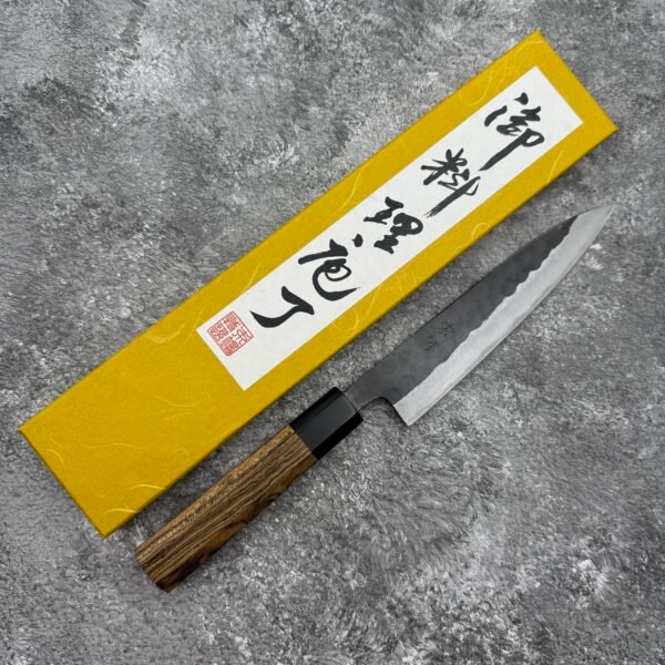 宗利製作所 x 鶴巻興市 白二鋼 黑打 槌目 小刀 150mm