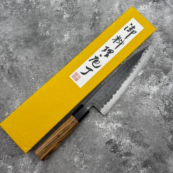 宗利製作所 x 鶴巻興市 白二鋼 黑打 槌目 牛刀 210mm
